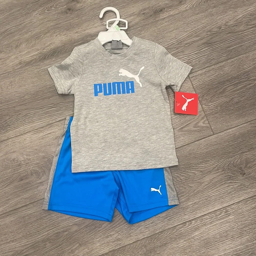 🆕 Puma blue and grey little boy 2 piece set Sz 18M and 12M - Picture 3 of 5